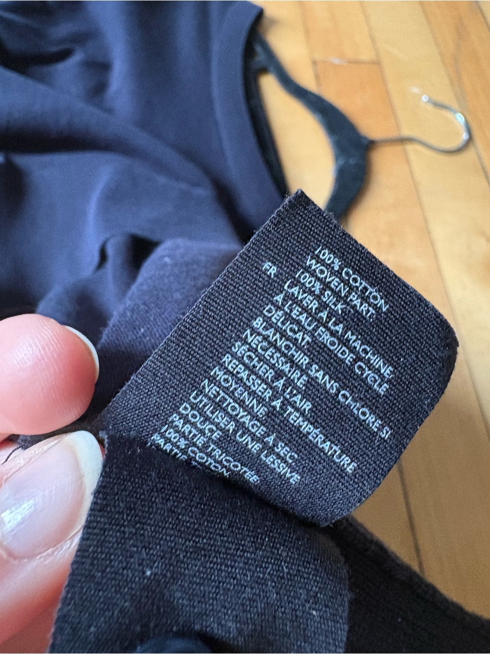 COS Sz M Navy Mixed Media Cotton Silk Minimalist Sweater - Picture 8 of 10